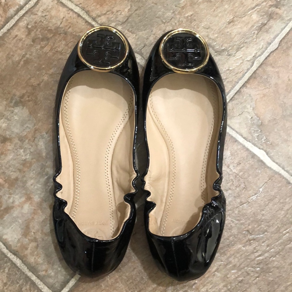 Tory Burch black patent leather flats